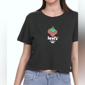 Levi's Dark Gray Strawberry Graphic Crop Top